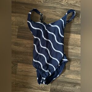 Shade & Shore Navy Bathing Suit with White Accents